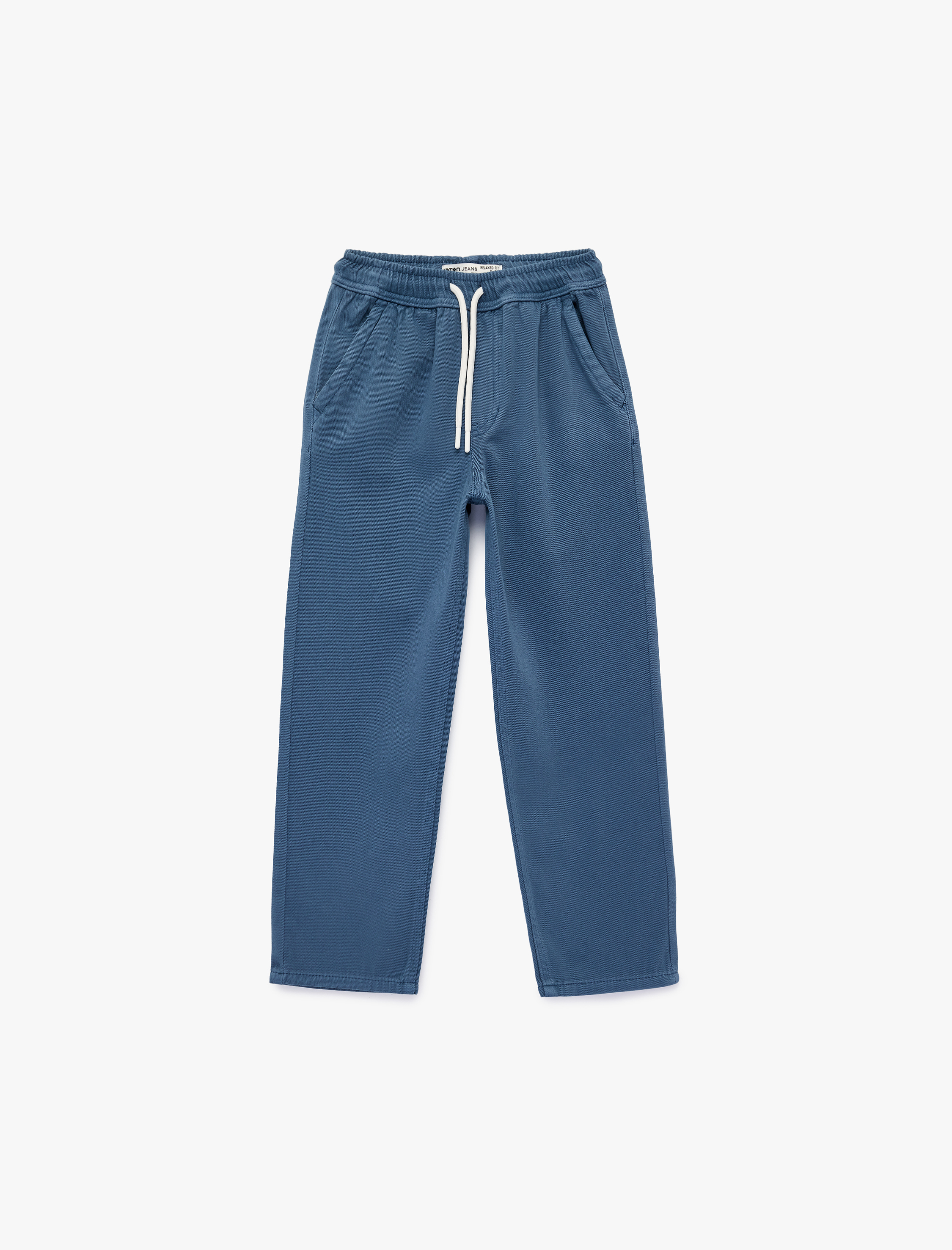  Erkek Çocuk Pamuklu Beli Bağcıklı Cepli Rahat Kesim Denim Pantolon