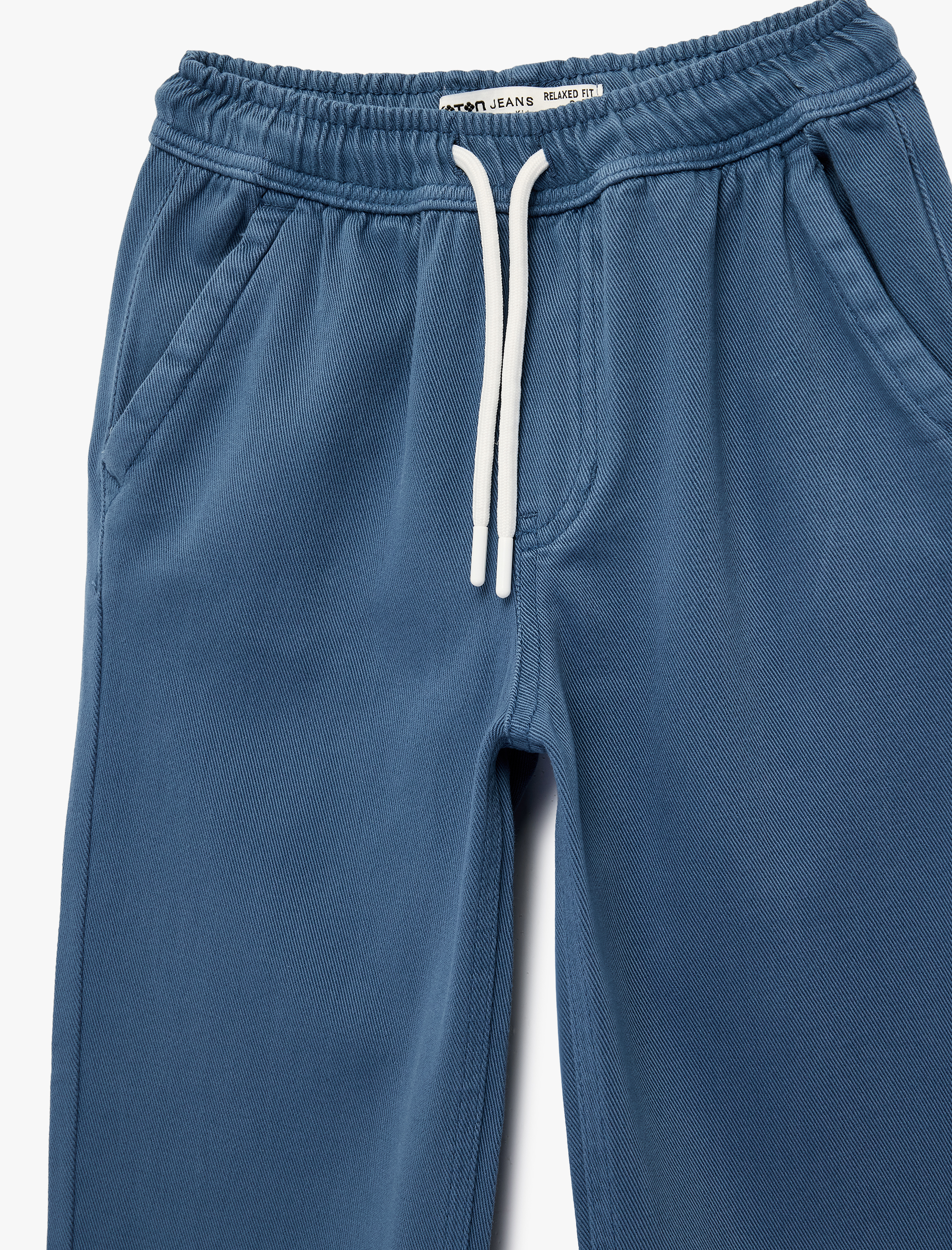  Erkek Çocuk Pamuklu Beli Bağcıklı Cepli Rahat Kesim Denim Pantolon