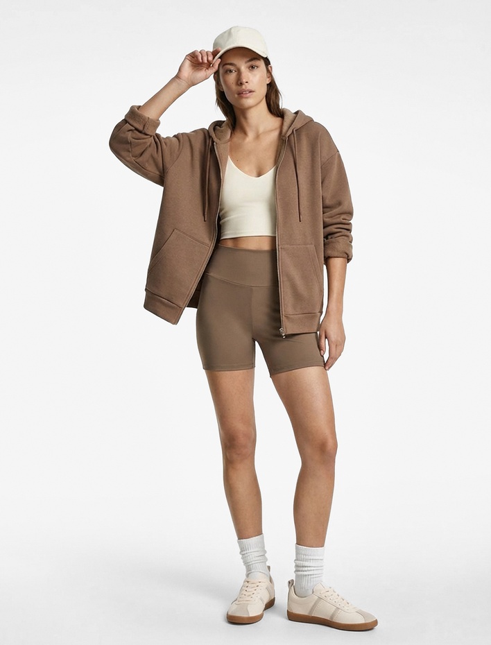  Yüksek Bel Slim Fit Biker Tayt