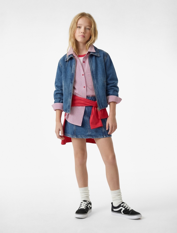 Kız Çocuk Pamuklu A Kesim Denim Etek