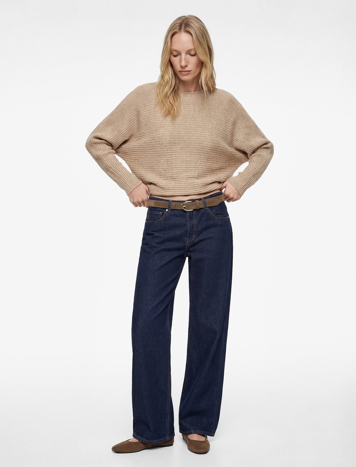  Regular Fit Uzun Yarasa Kollu Bisiklet Yaka Sweatshirt