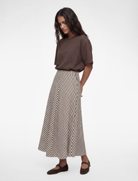 Balık Kesim Viskon Karışımlı Uzun Çizgili Etek