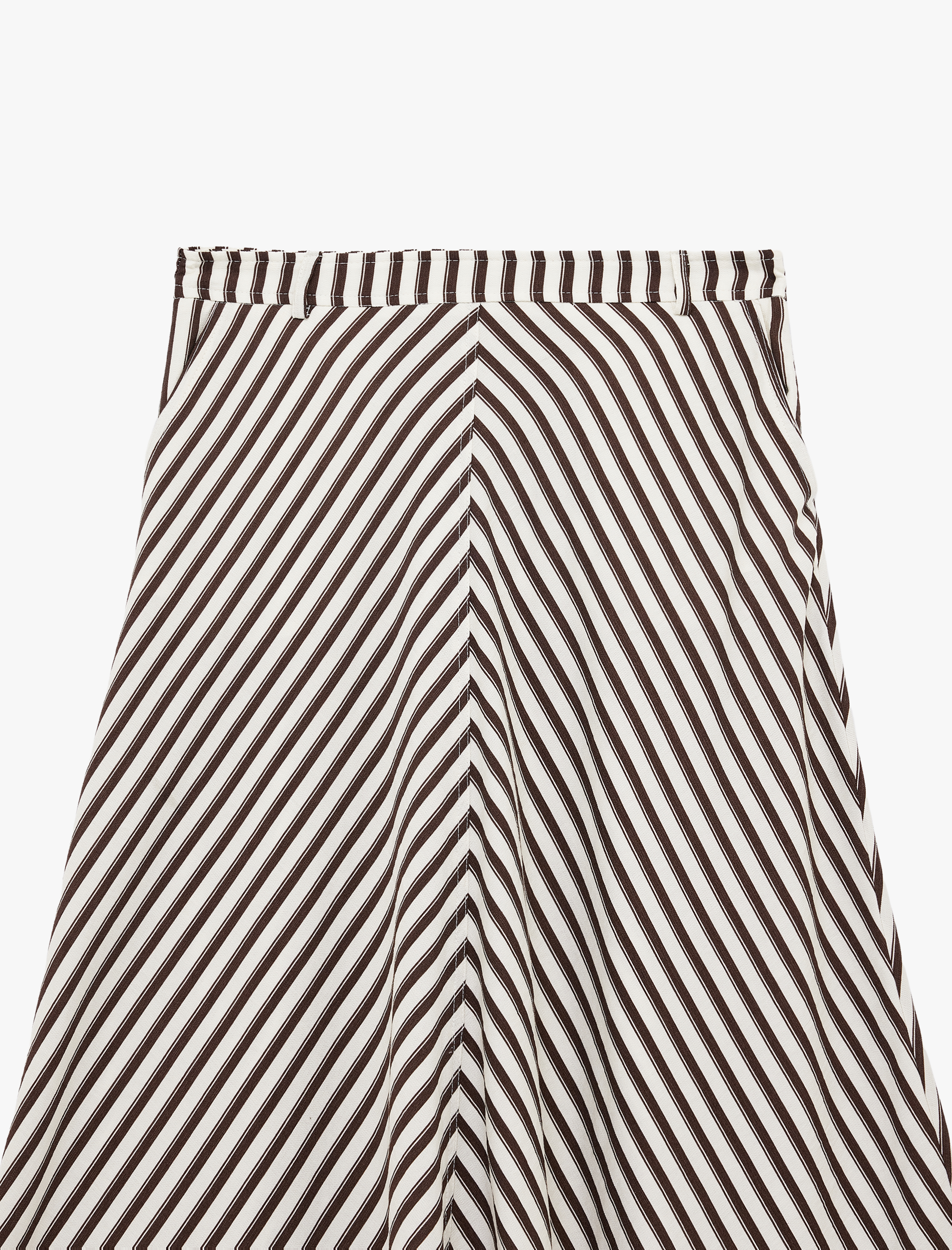   Balık Kesim Viskon Karışımlı Uzun Çizgili Etek