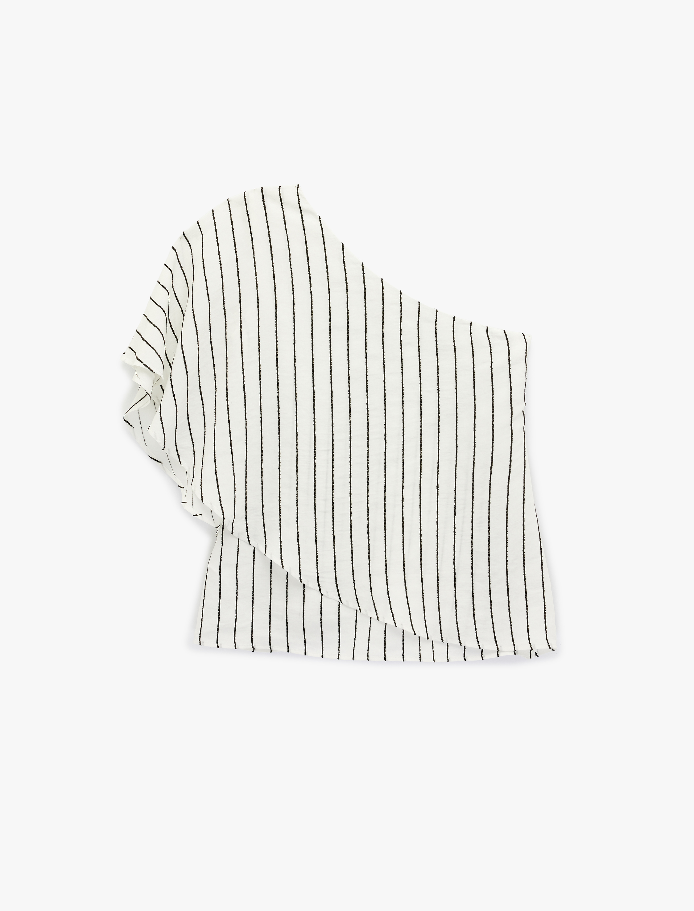   Modal Kumaş Çizgili Tek Omuz Bluz