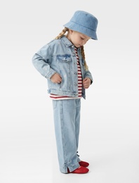 Pamuklu Cep Detaylı Fiyonklu Geniş Paça Denim Pantolon - Wide Leg Jeans