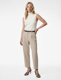 Cepli Pileli Kemerli Kumaş Havuç Pantolon