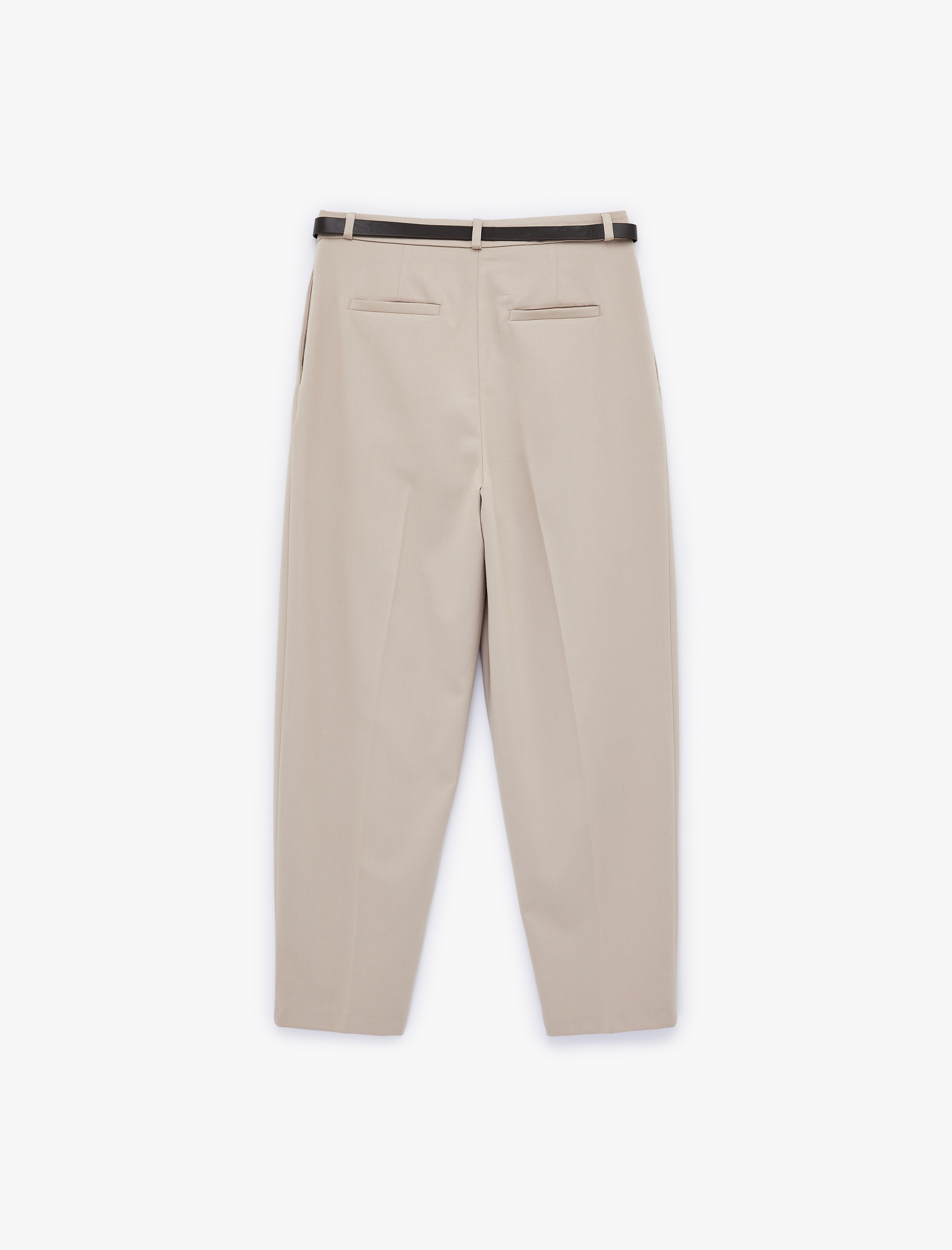   Cepli Pileli Kemerli Kumaş Havuç Pantolon