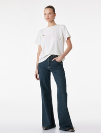 Regular Fit Kısa Kollu Bisiklet Yaka Pamuklu Baskılı Tişört