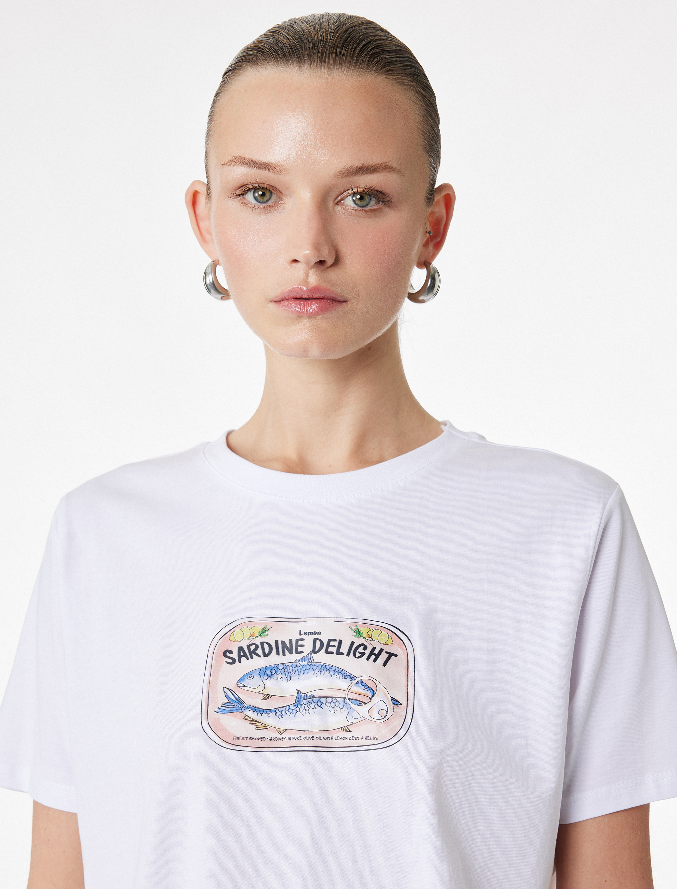   Regular Fit Kısa Kollu Pamuklu Bisiklet Yaka Baskılı Tişört