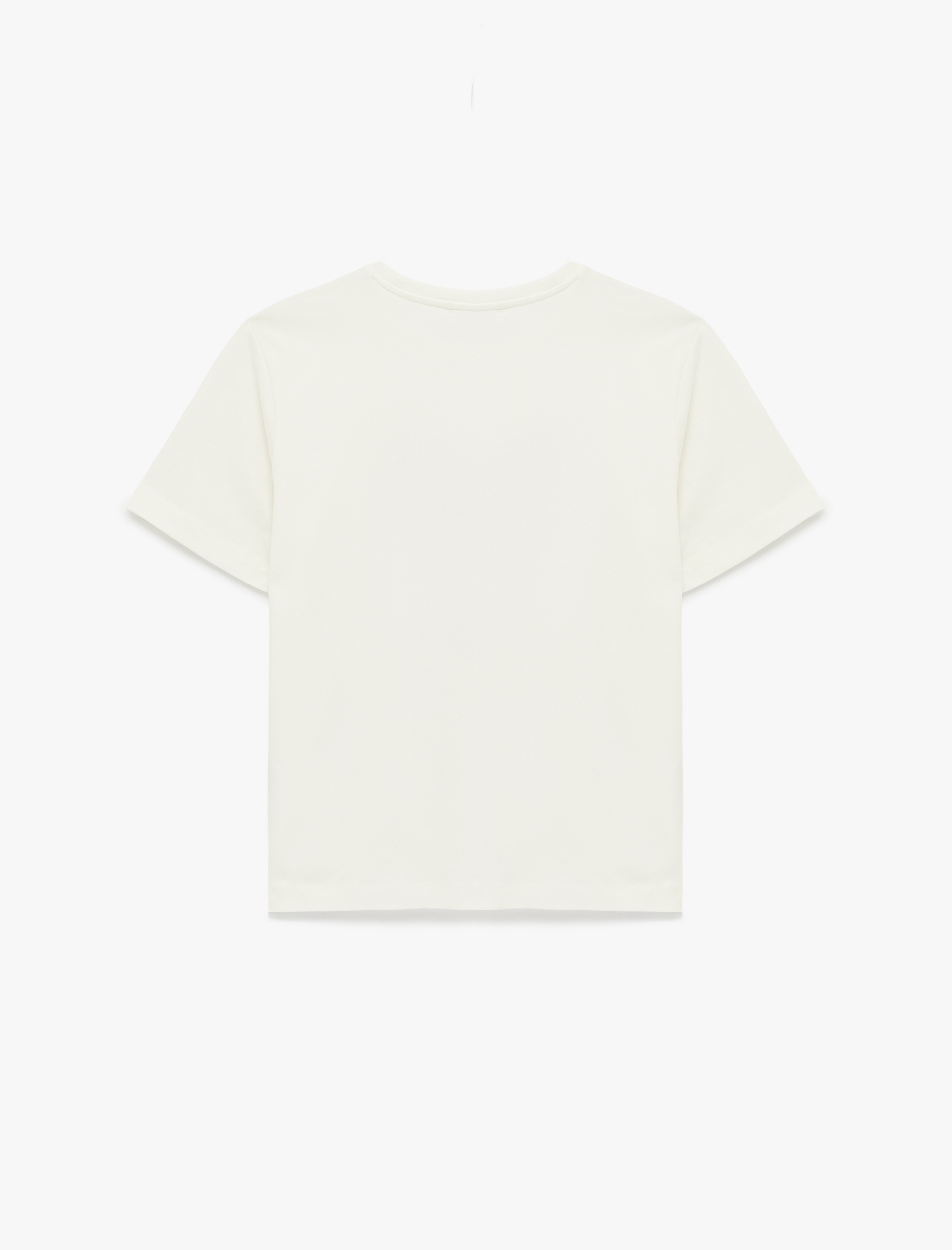   Pamuklu Kalp Baskılı Kısa Kollu Bisiklet Yaka Tişört