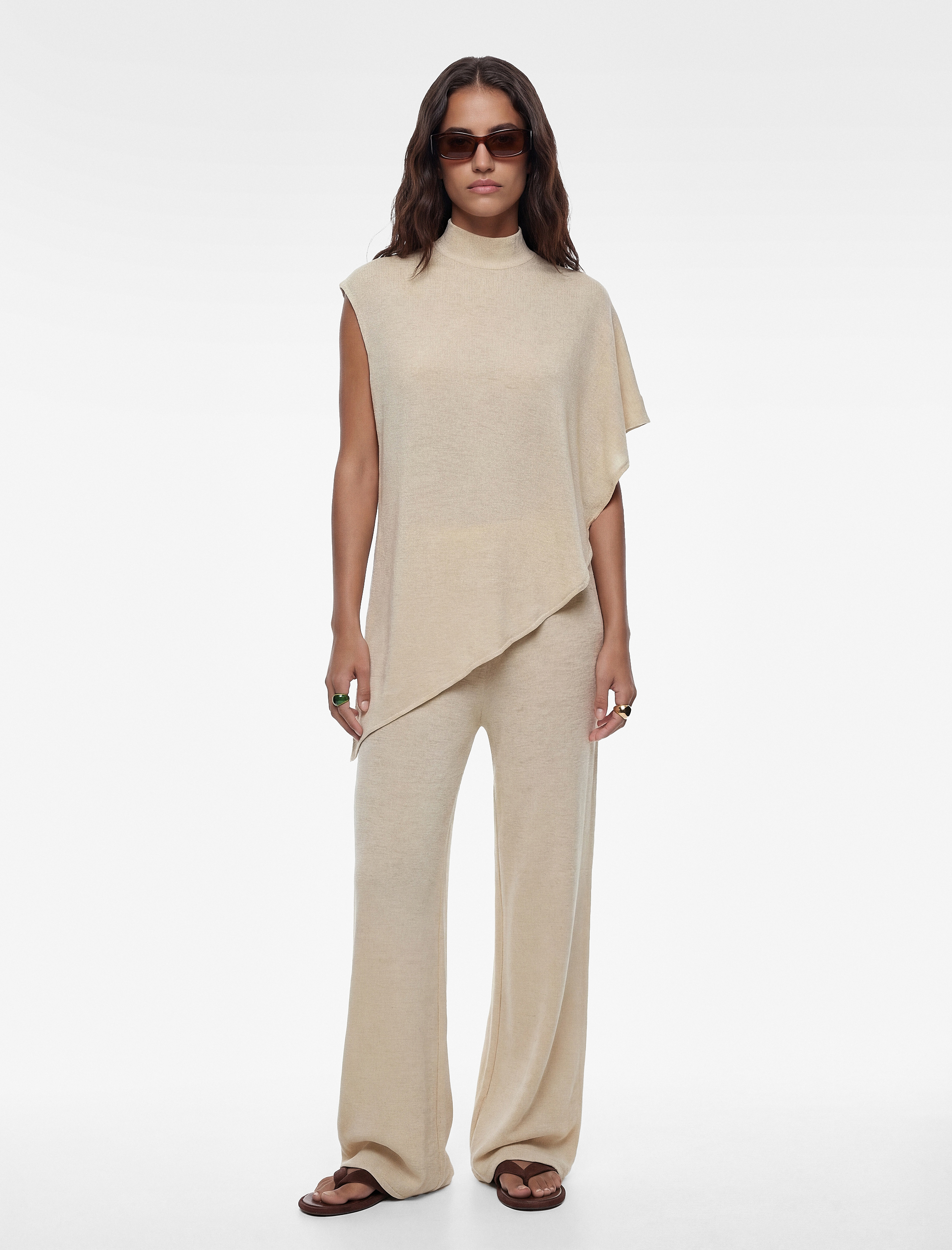   Kolsuz Bol Kalıp Bisiklet Yaka Asimetrik Bluz