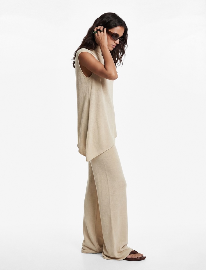  Kolsuz Bol Kalıp Bisiklet Yaka Asimetrik Bluz