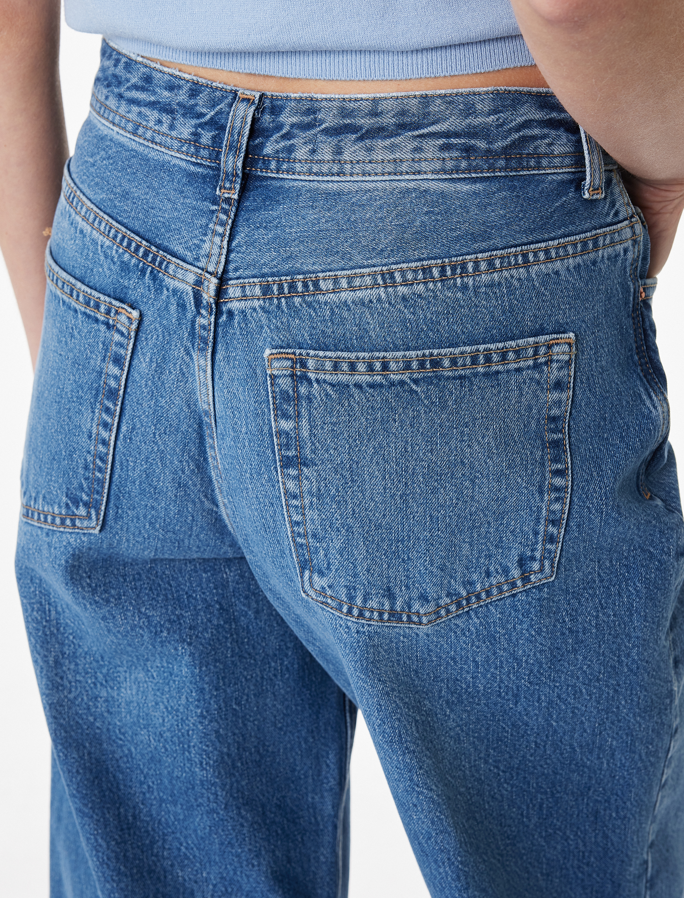   Kısa Geniş Paça Pamuklu Regular Fit Denim Pantolon -  Crop Wide Leg Jeans