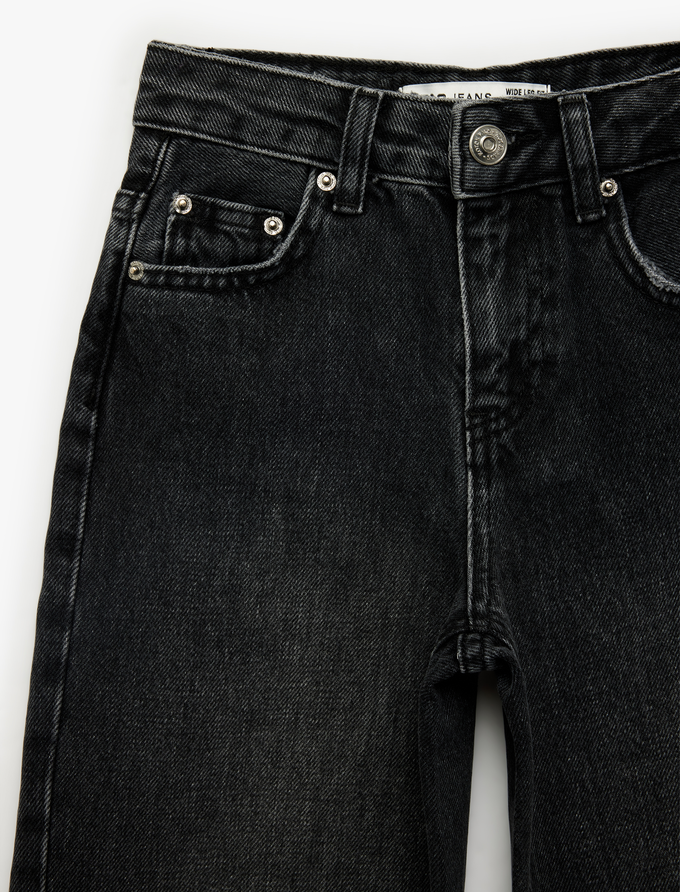  Kız Çocuk Pamuklu Cepli Geniş Paça Denim Pantolon