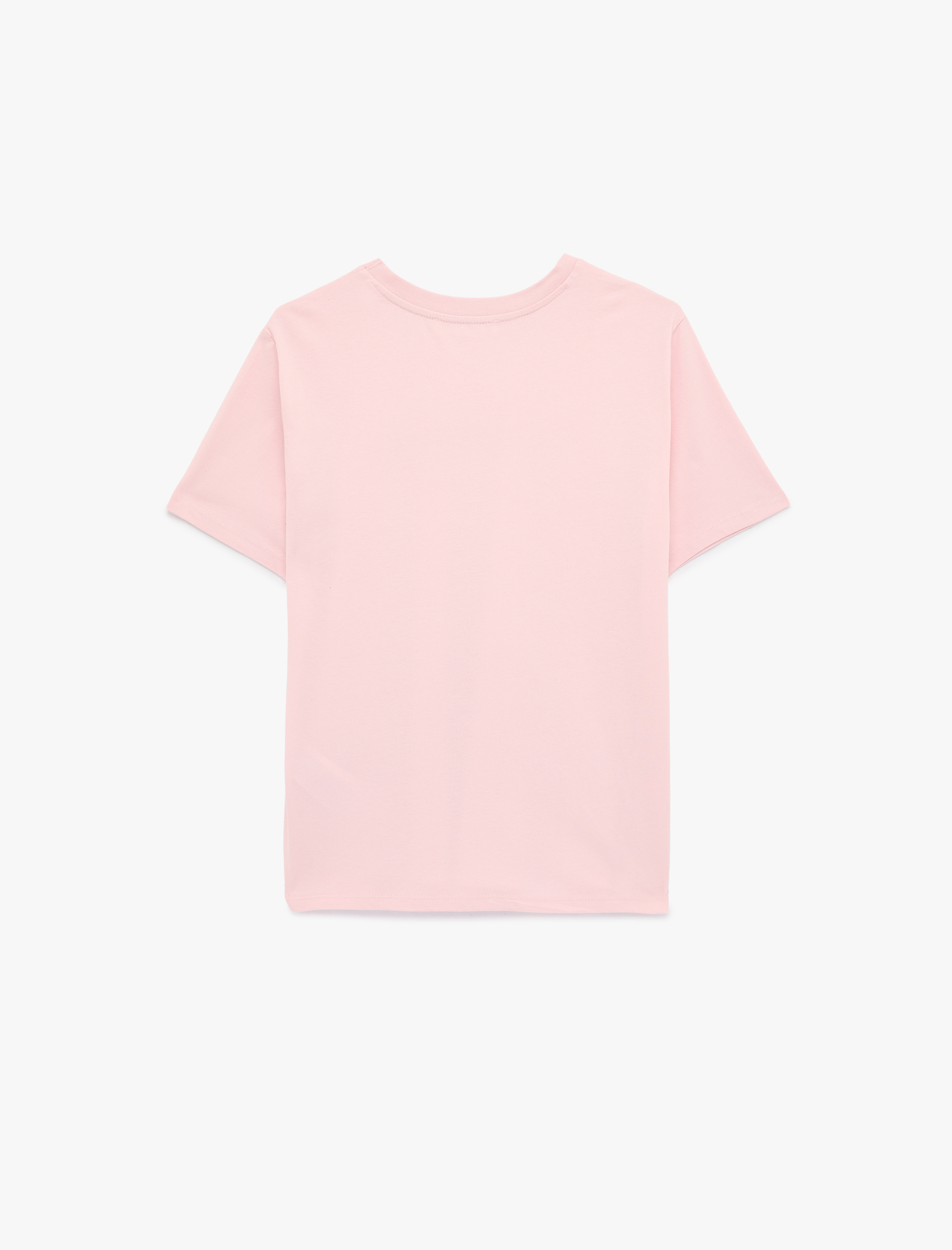   Pamuklu Kısa Kollu Bisiklet Yaka Çiçek Baskılı Tişört