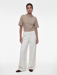 Yüksek Bel Düz Geniş Paça Saten Pantolon