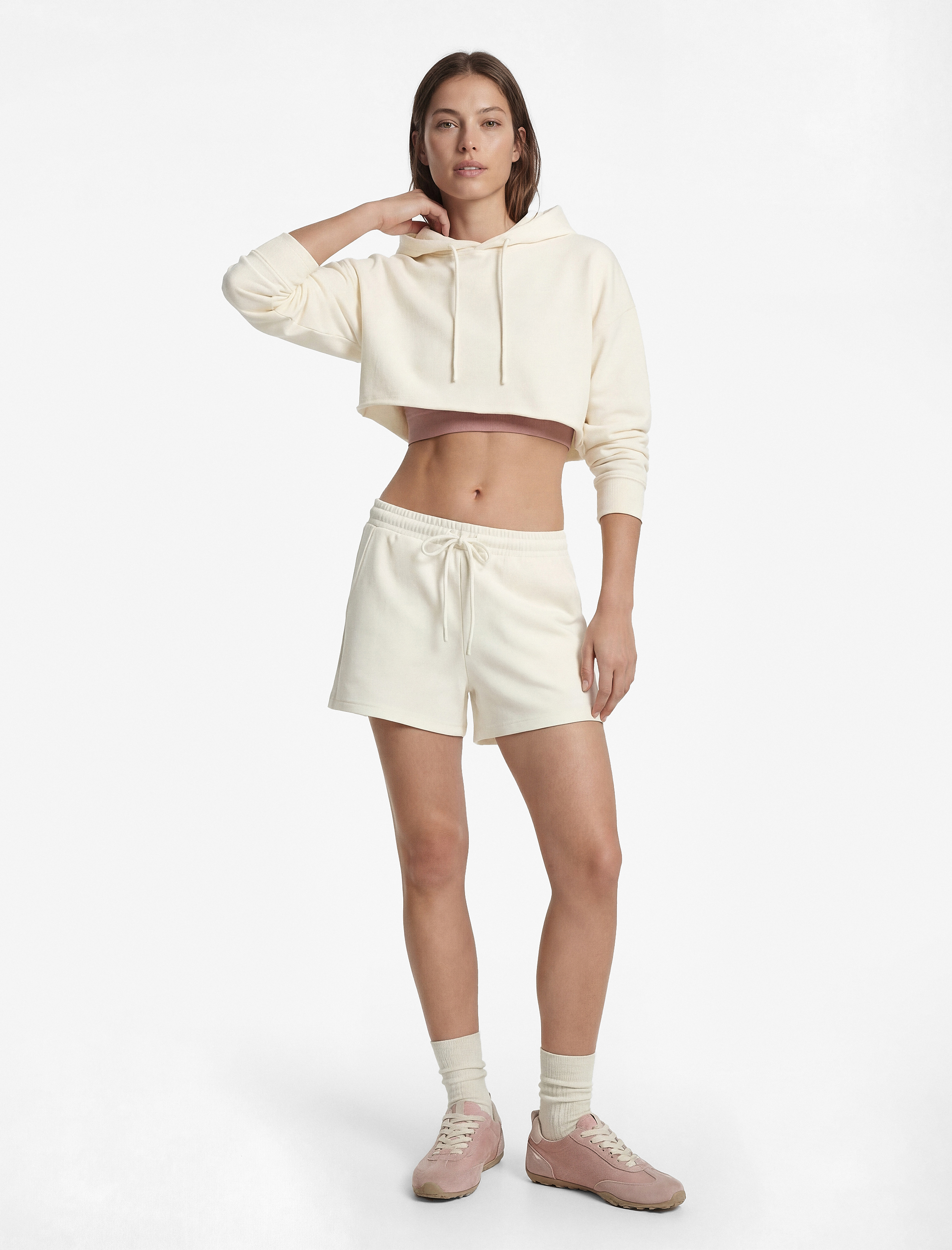   Viskon Karışımlı Uzun Kollu Kapüşonlu Oversize Spor Sweatshirt