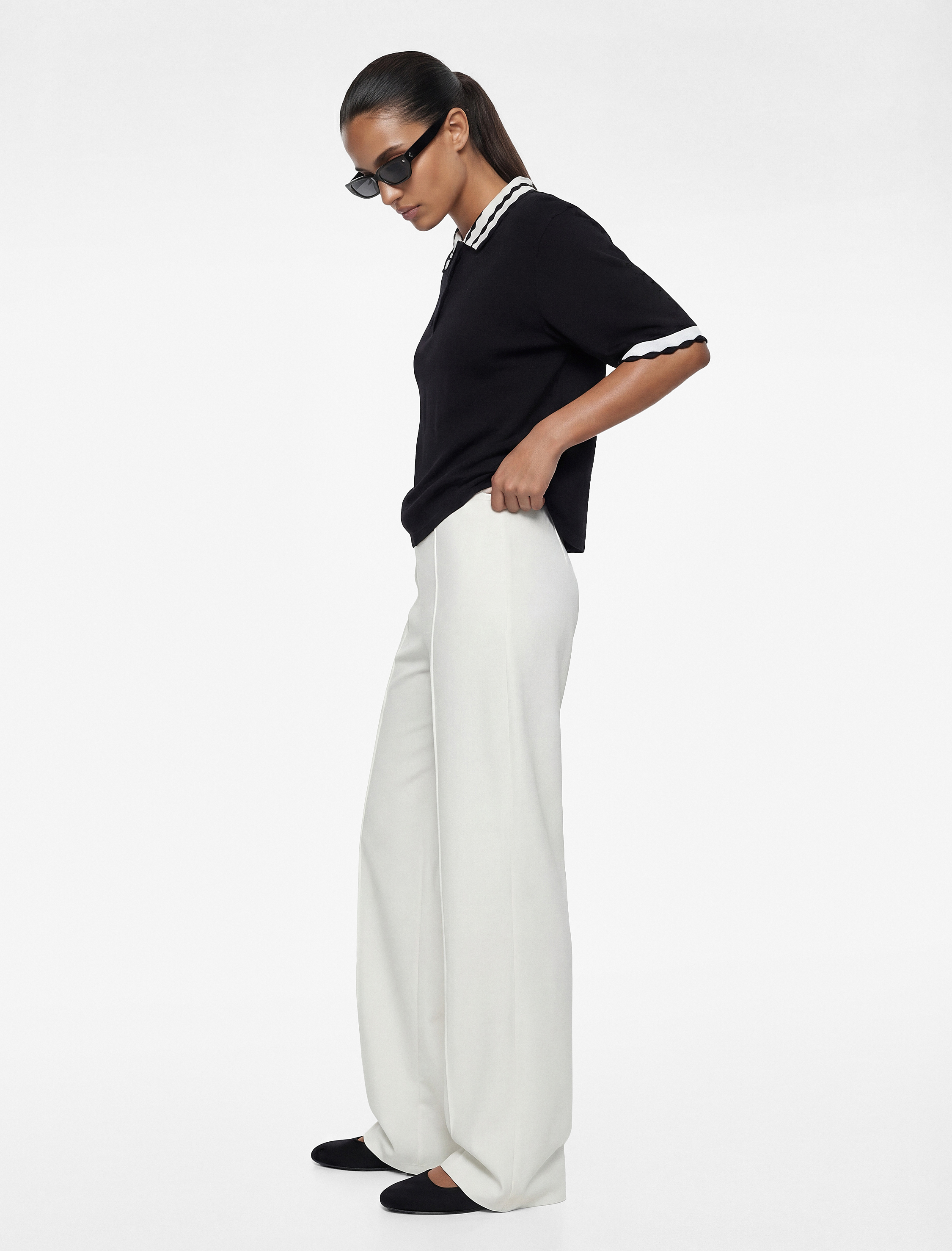   Krep Kumaş Düz Geniş Paça Palazzo Pantolon