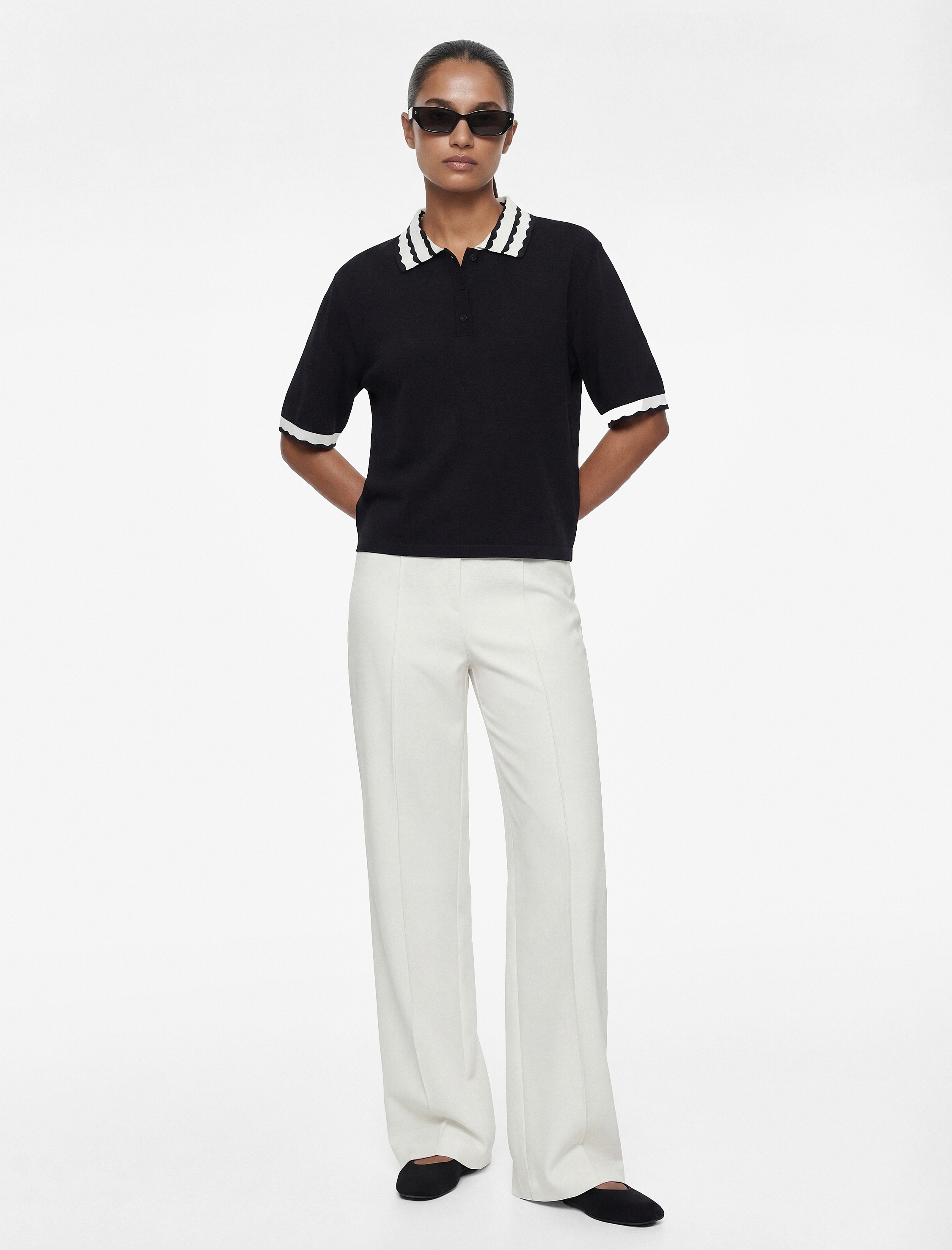   Krep Kumaş Düz Geniş Paça Palazzo Pantolon