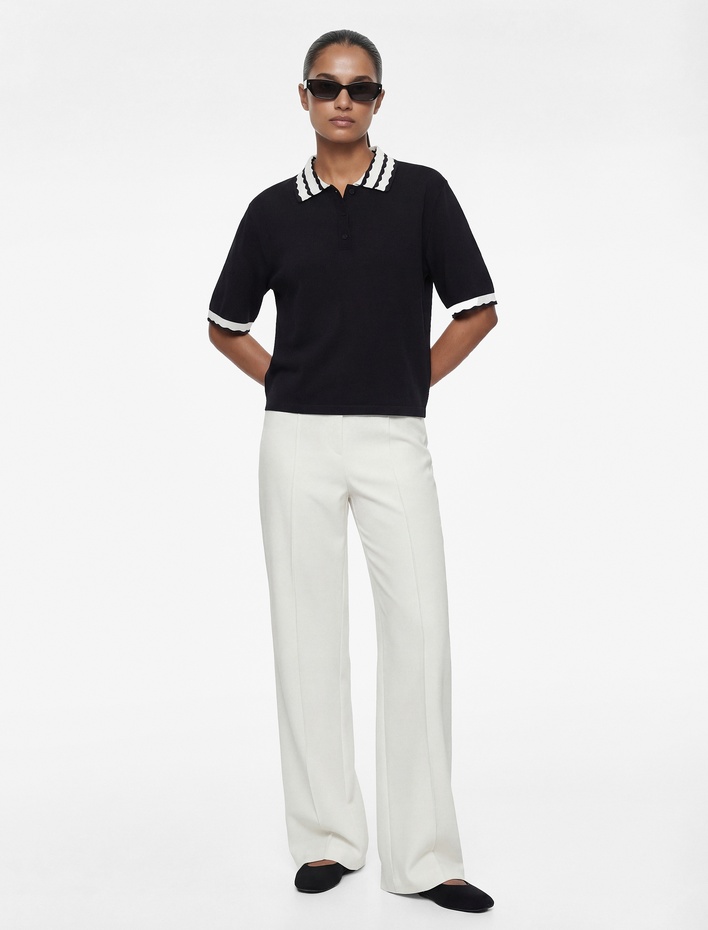  Krep Kumaş Düz Geniş Paça Palazzo Pantolon