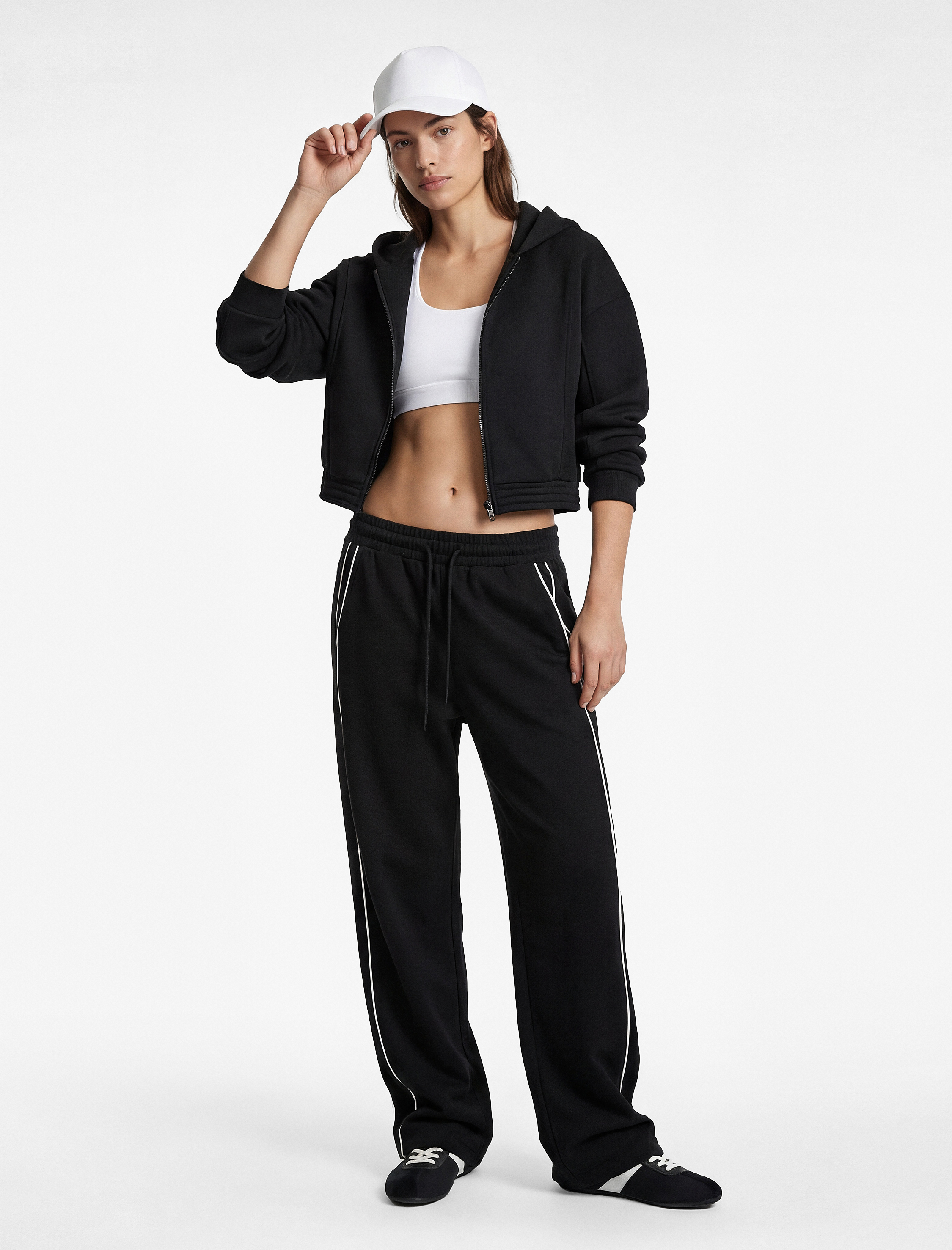   Yüksek Bel Cepli Biyeli Spor Oversize Geniş Paça Eşofman Altı