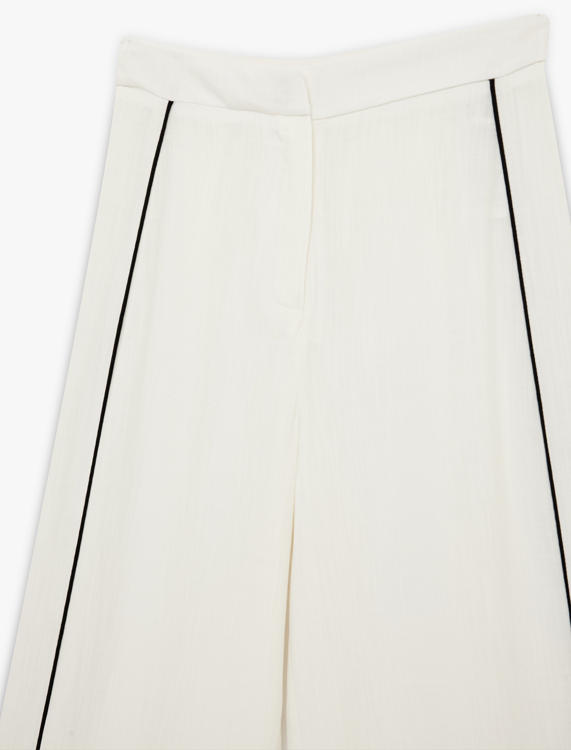   Viskon Kumaş Yandan Şerit Detaylı Yüksek Bel Geniş Paça Palazzo Pantolon