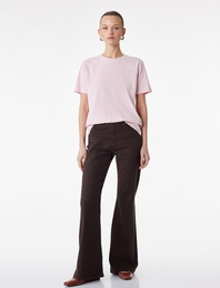 Pamuklu Kısa Kollu Bisiklet Yaka Basic Tişört