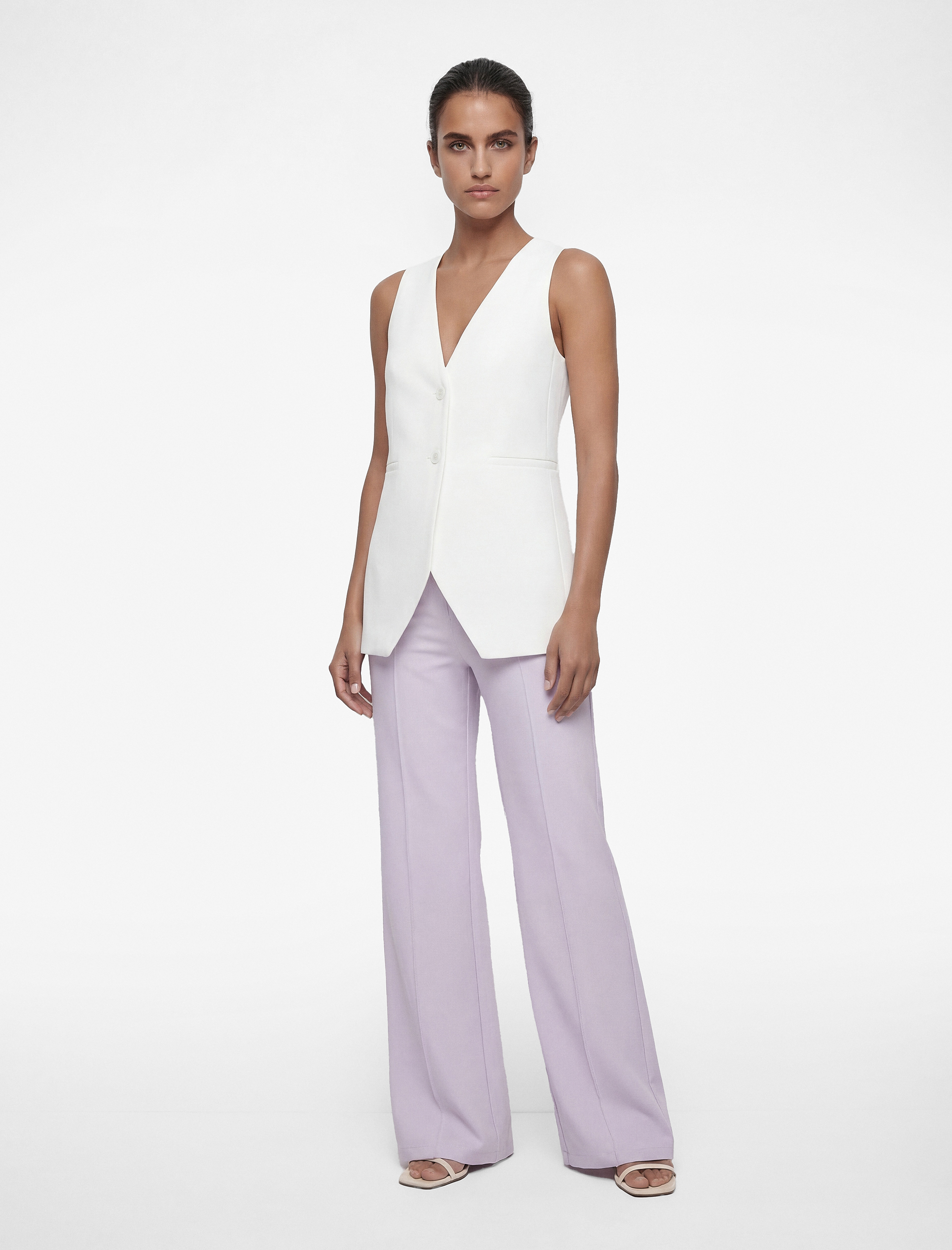   Krep Kumaş Düz Geniş Paça Palazzo Pantolon