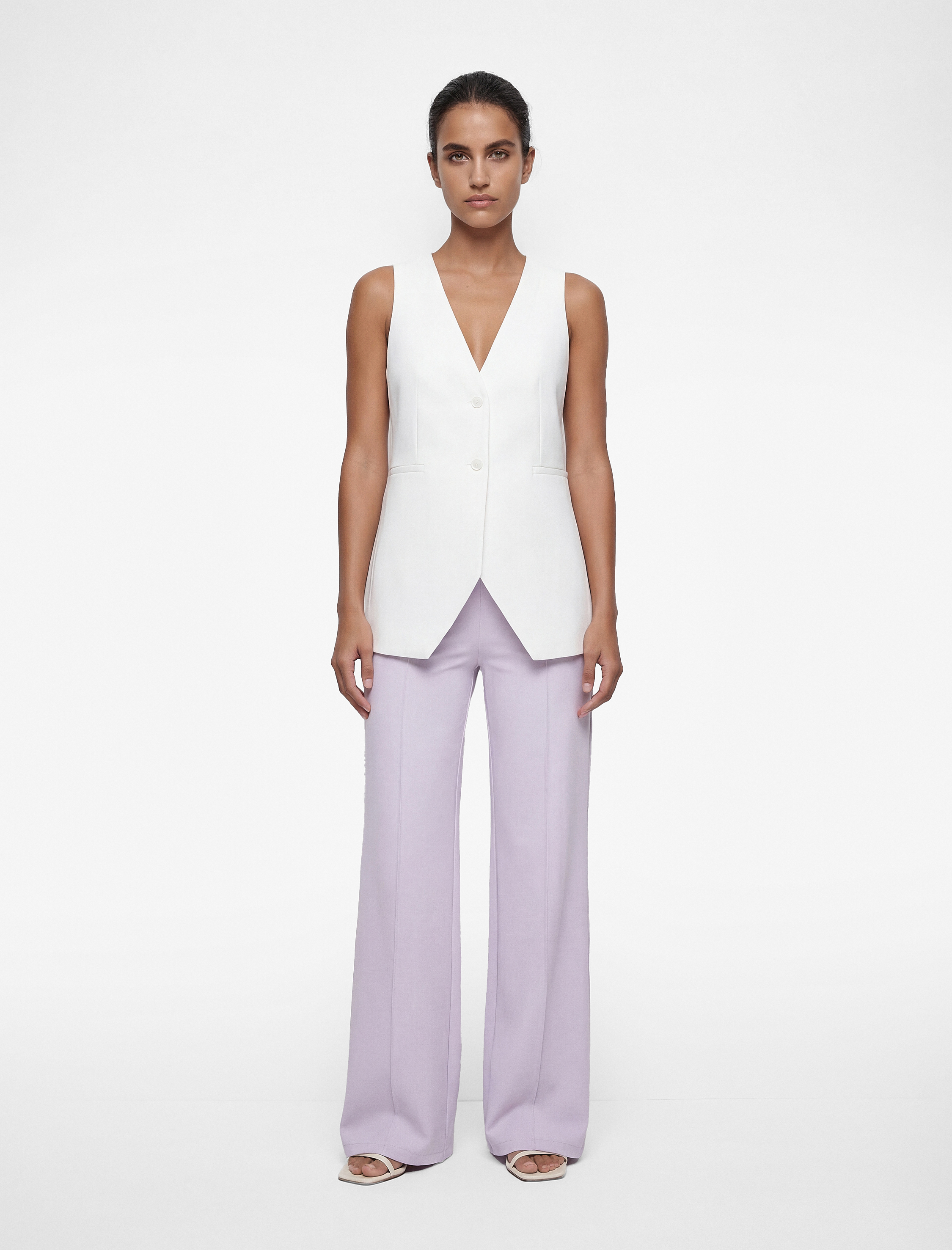   Krep Kumaş Düz Geniş Paça Palazzo Pantolon