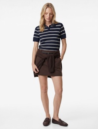 Standart Bel Kemerli Şortlu Mini Etek