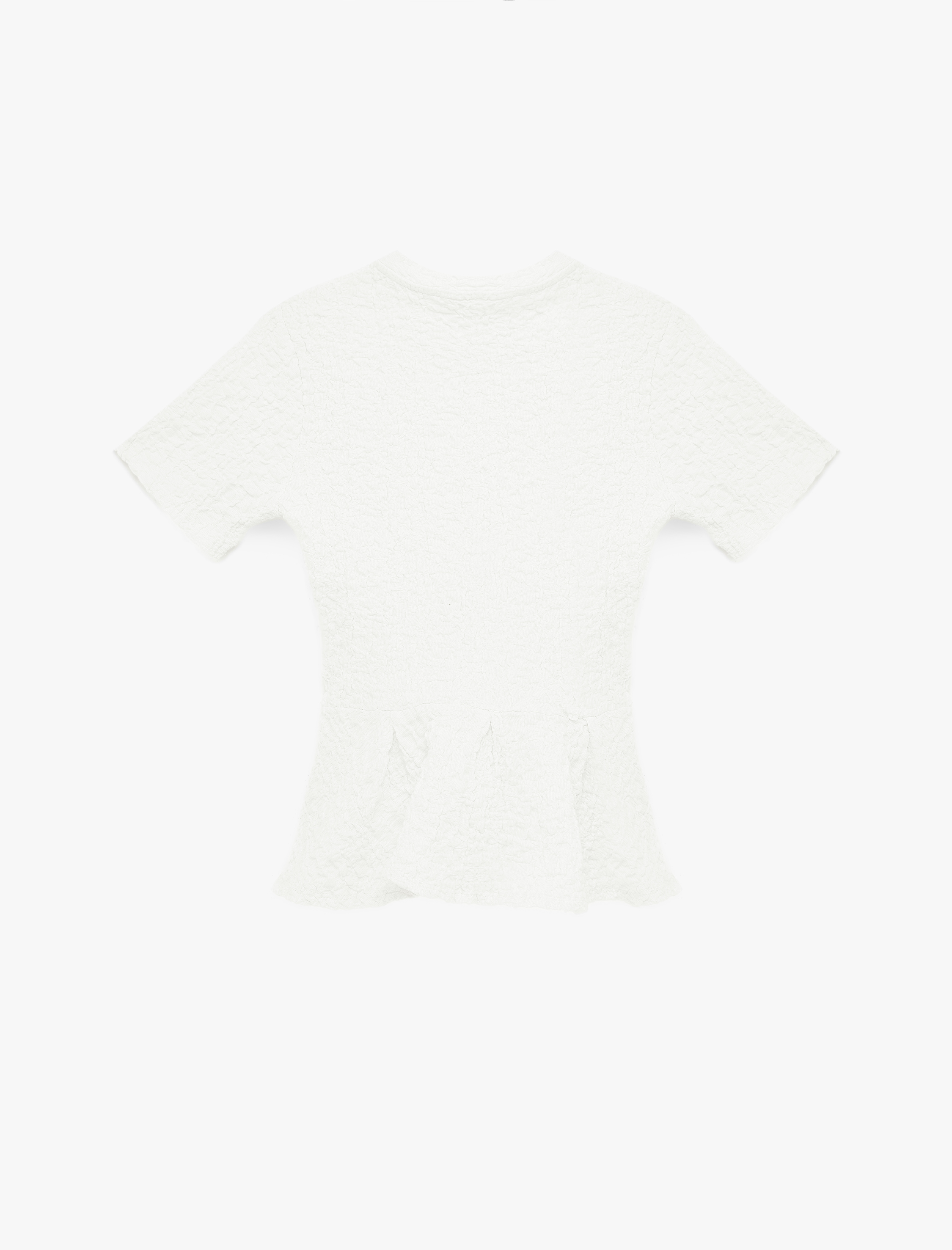   Slim Fit Bisiklet Yaka Kısa Kollu Dokulu Peplum Bluz