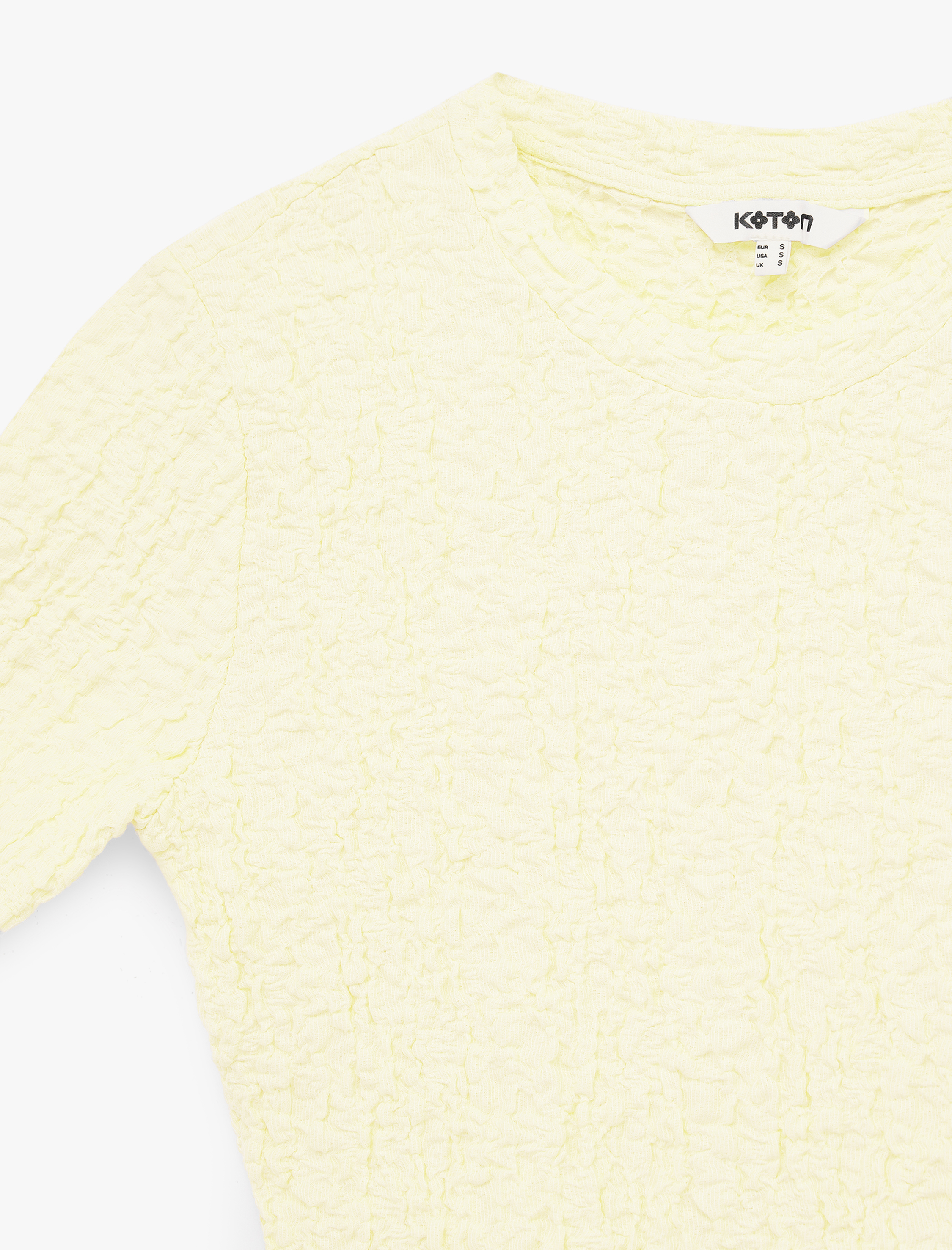   Slim Fit Bisiklet Yaka Kısa Kollu Dokulu Peplum Bluz