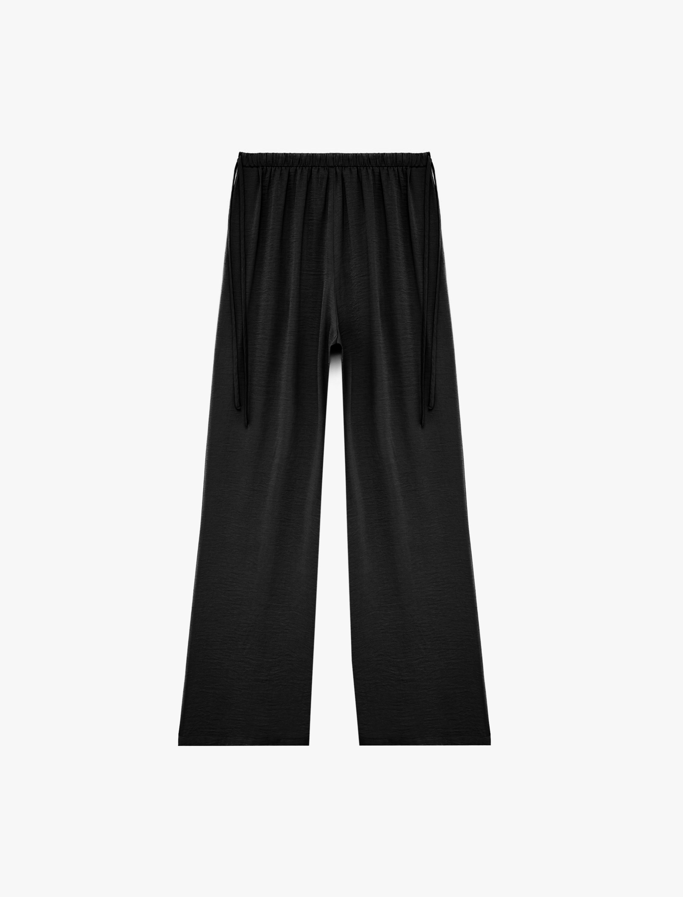   Beli Bağcıklı Aerobin Saten Geniş Paça Pantolon