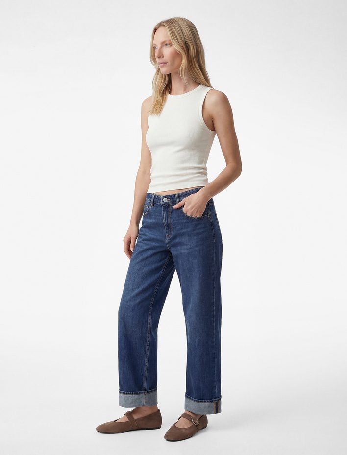  Viskon Karışımlı Bisiklet Yaka Triko Atlet