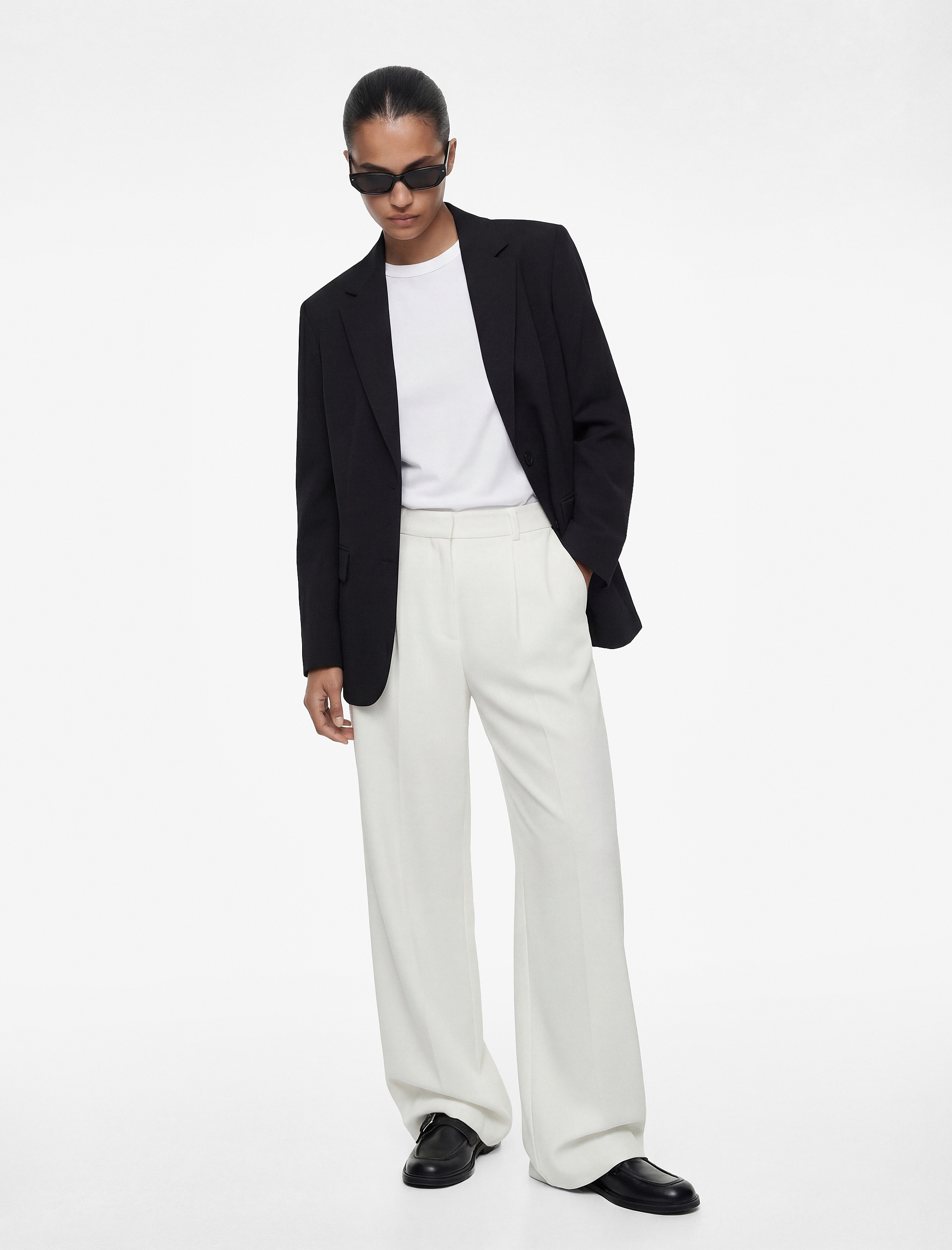 Krep Kumaş Cepli Yüksek Bel Geniş Paça Palazzo Pantolon