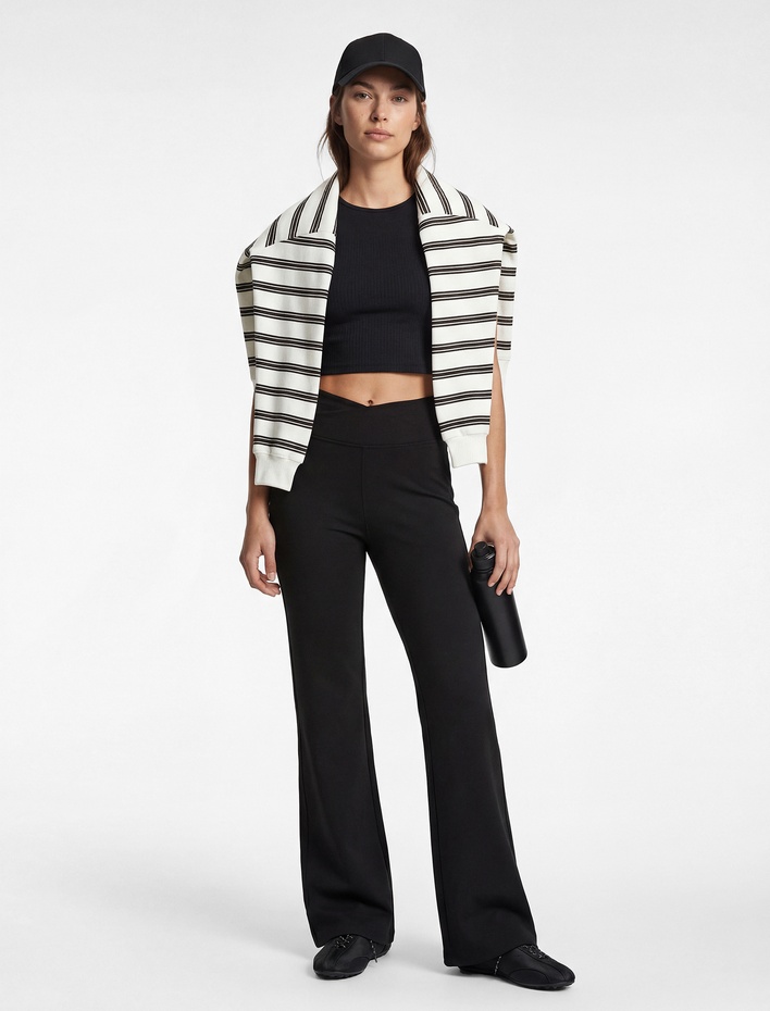  Kemer Detaylı Yüksek Bel İspanyol Paça Spor Tayt