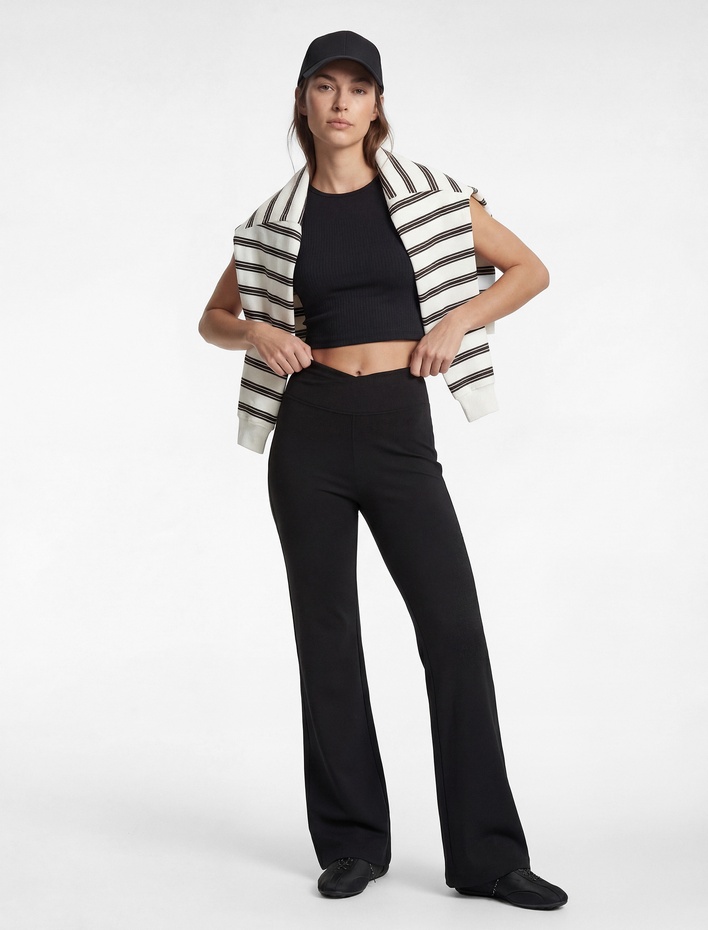  Kemer Detaylı Yüksek Bel İspanyol Paça Spor Tayt