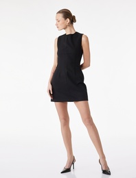 Dikiş Detaylı Kolsuz Bisiklet Yaka Mini Elbise