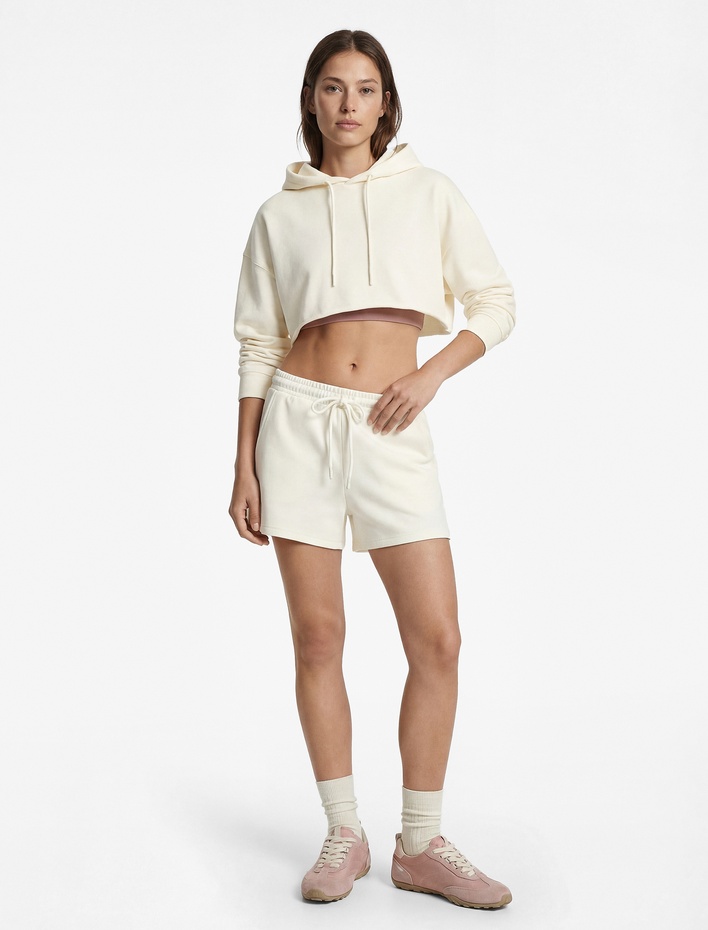  Rahat Kalıp Viskon Karışımlı Beli Bağcıklı Mini Spor Şort