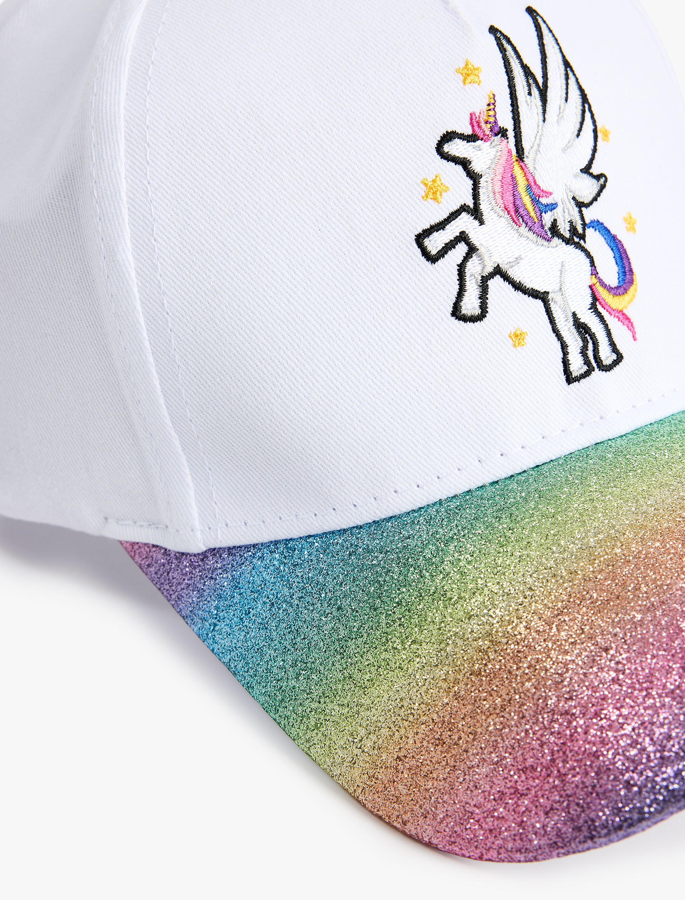  Kız Çocuk Pamuklu Sim Detaylı Unicorn İşlemeli Kep Şapka