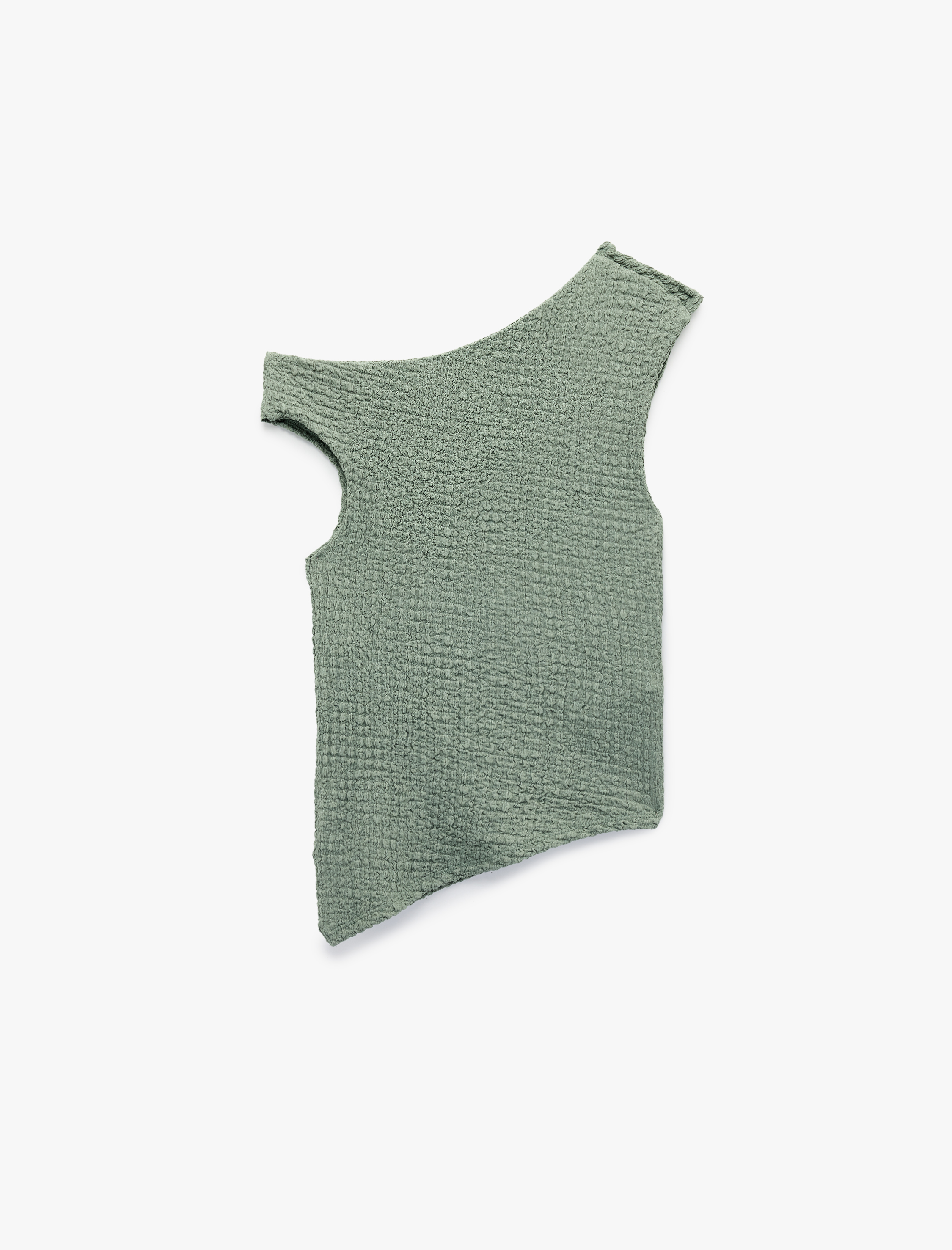   Slim Fit Bürümcük Asimetrik Kolsuz Bluz