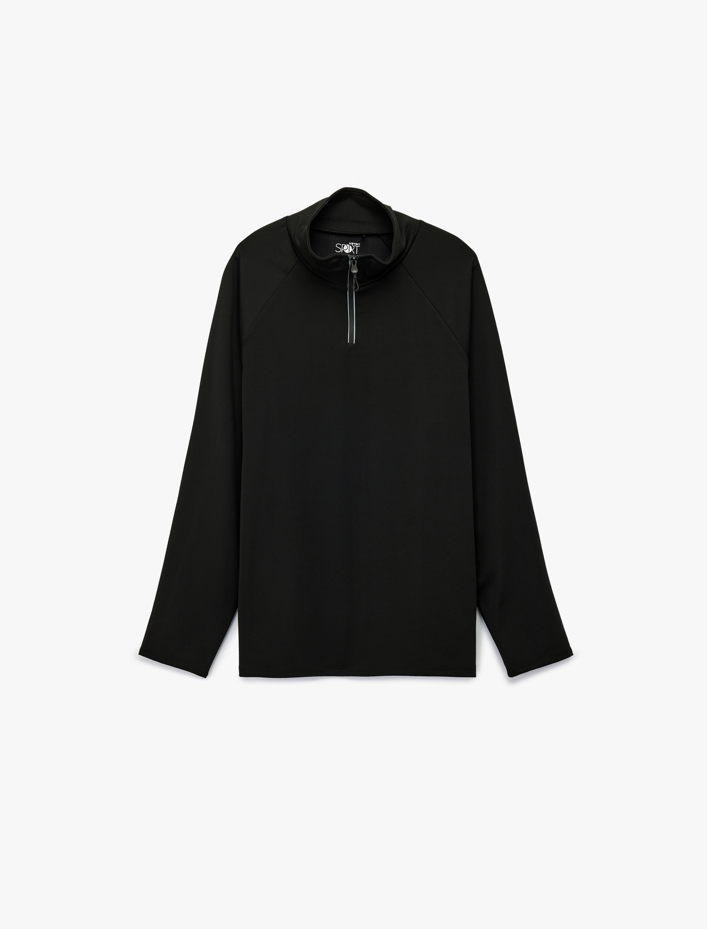   Uzun Kollu Dik Yaka Yarım Fermuarlı Spor Sweatshirt