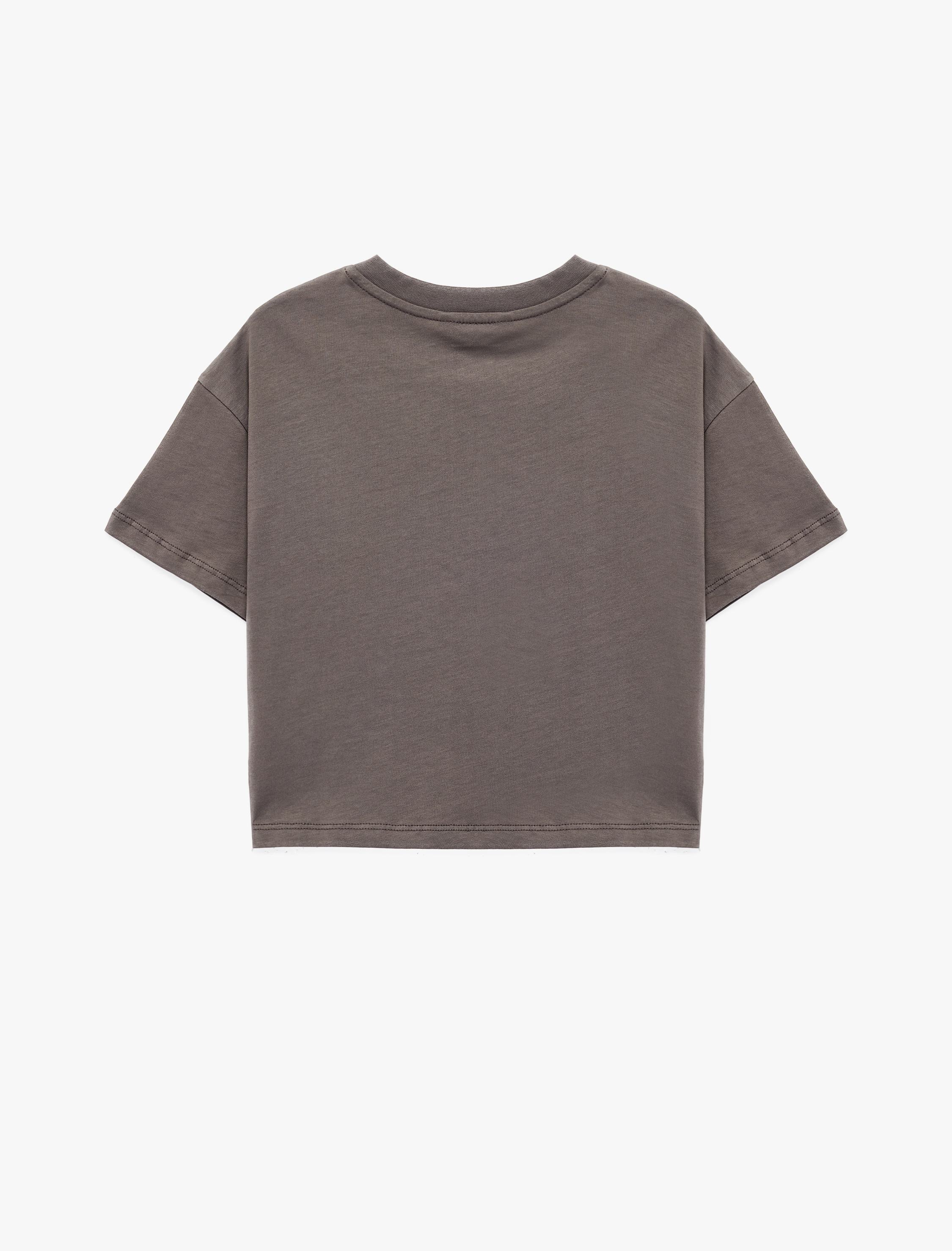  Kız Çocuk Kısa Kollu Bisiklet Yaka Pamuklu Kedi Baskılı Tişört