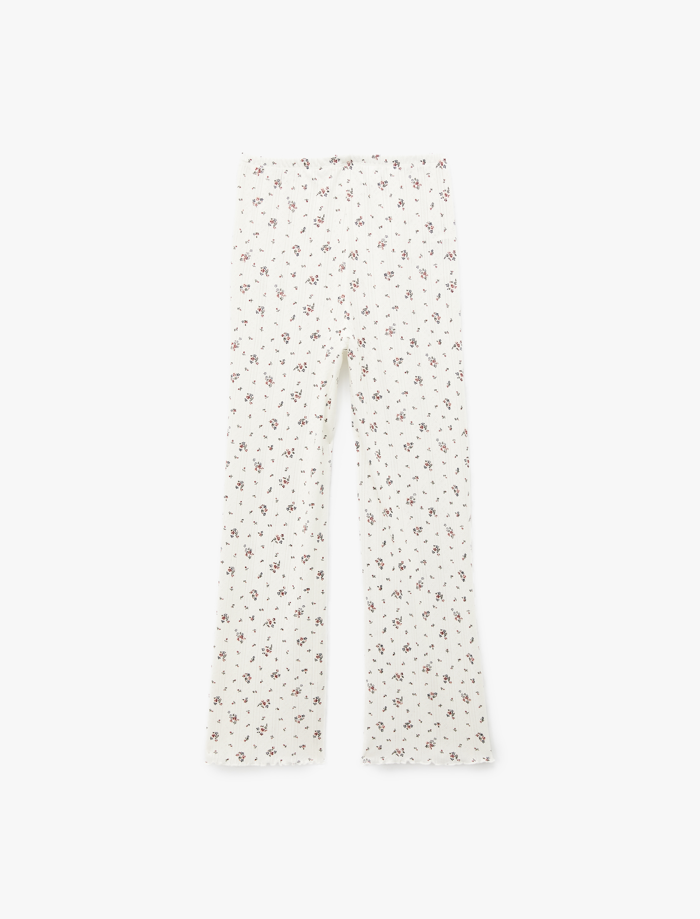   Beli Lastikli Slim Fit Çiçek Desenli Pijama Altı