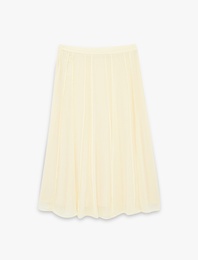 Standart Bel Pileli Midi Şifon Etek