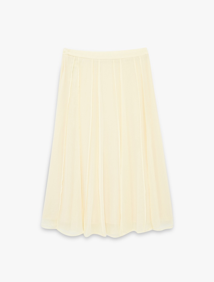  Standart Bel Pileli Midi Şifon Etek