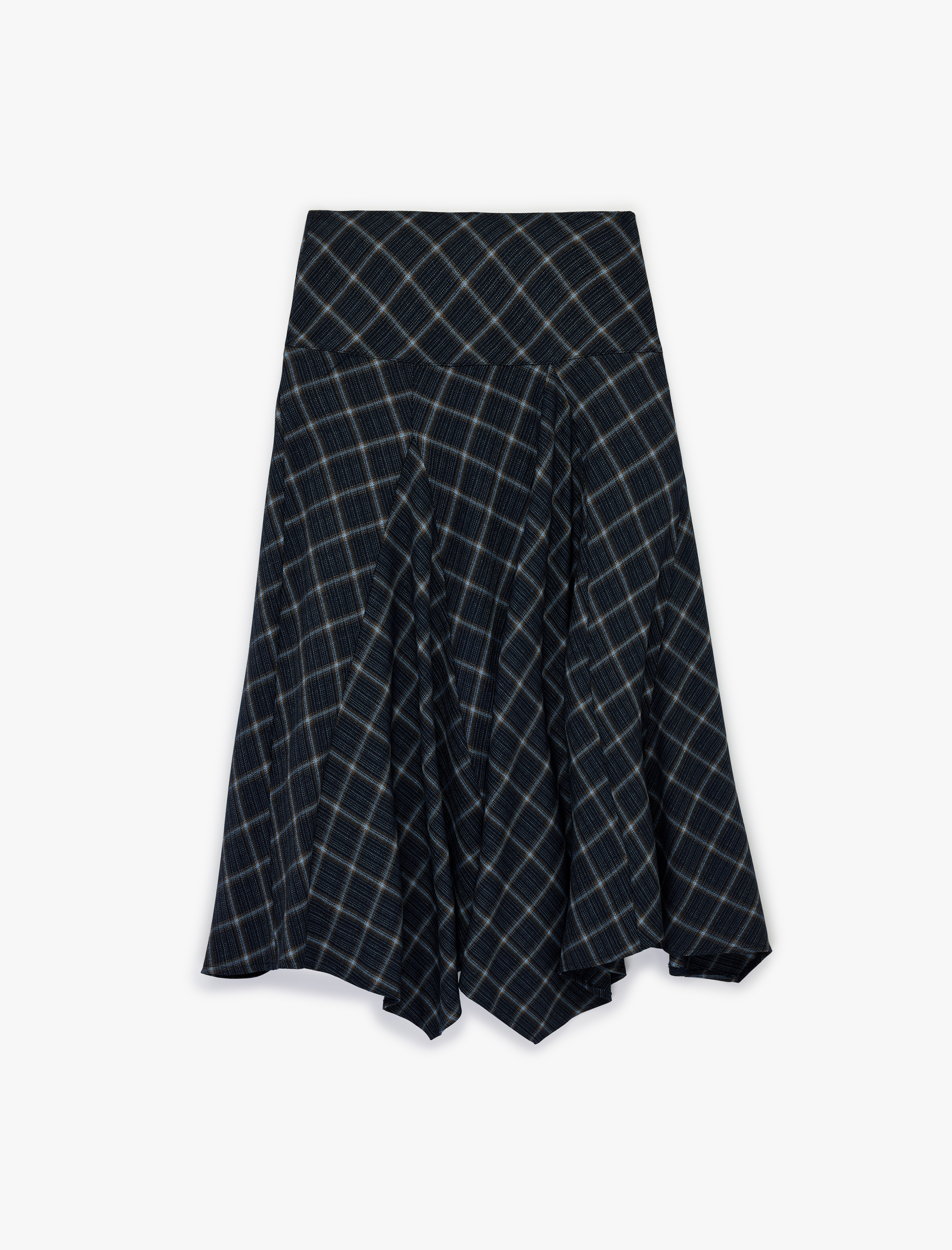   Asimetrik Kesim Midi Boy Ekose Etek