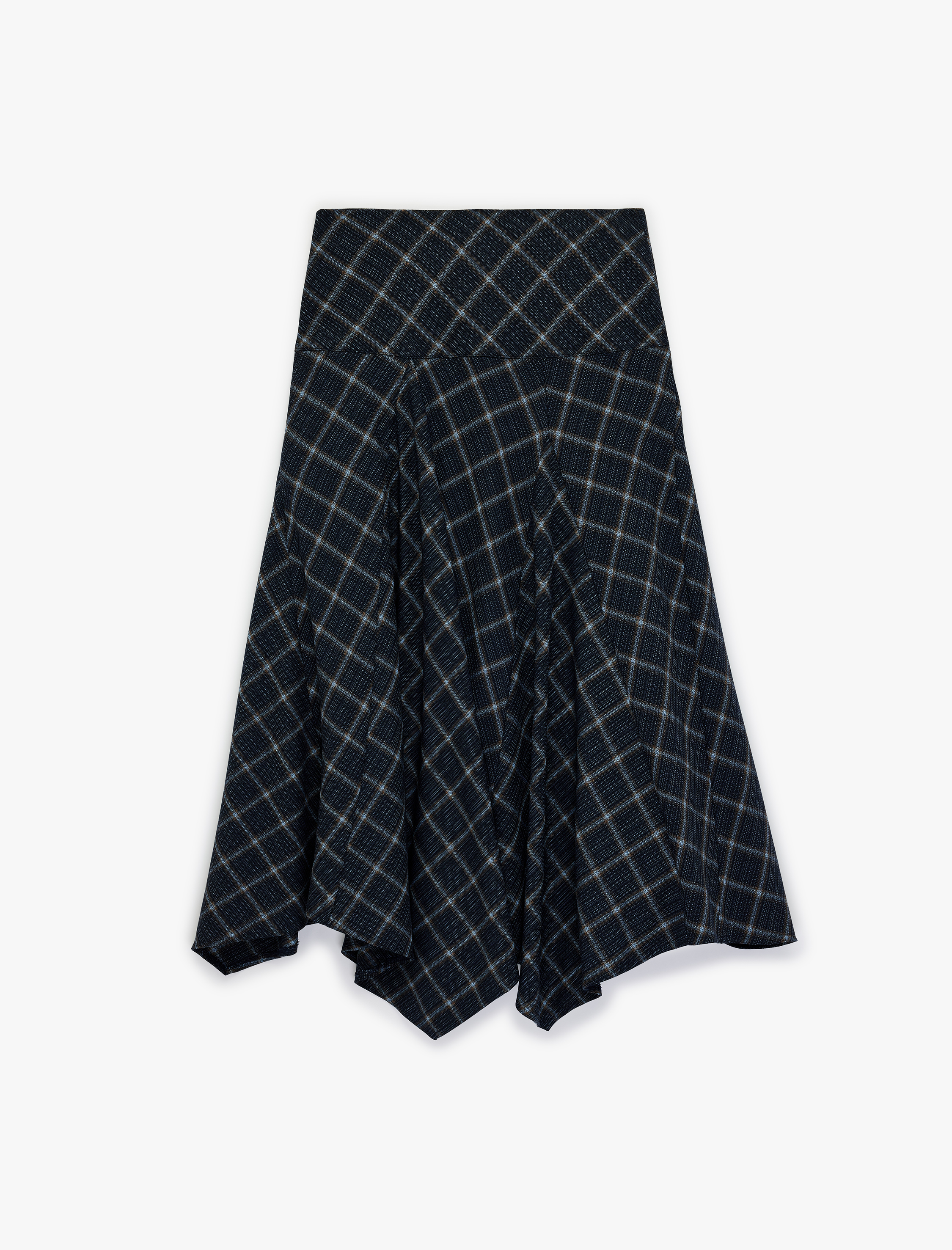   Asimetrik Kesim Midi Boy Ekose Etek