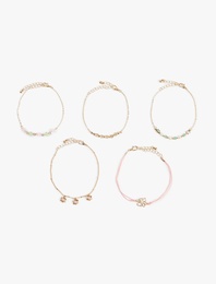 5'li Çiçek Detaylı Bileklik Seti