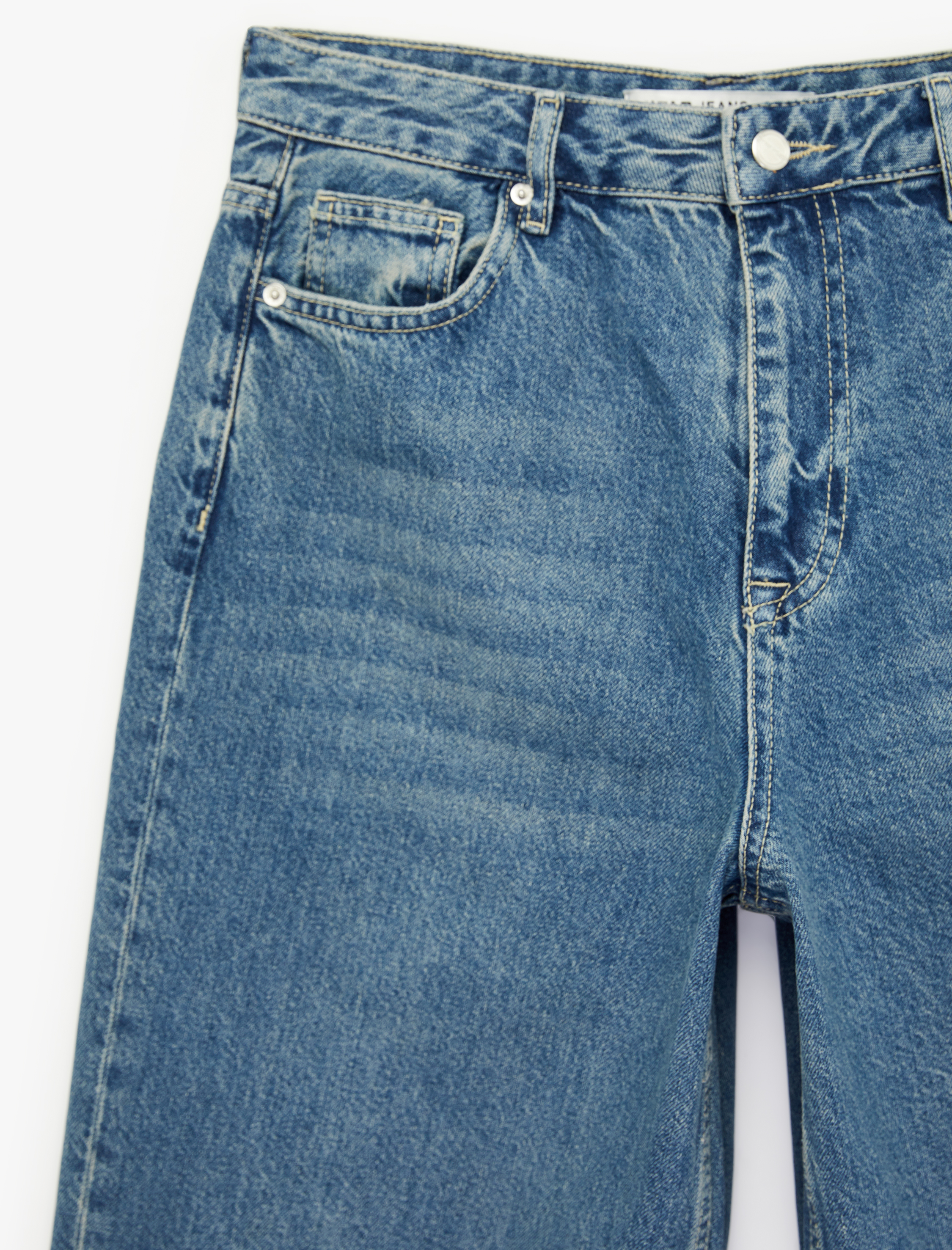   Pamuklu Rahat Kalıp Normal Paça Balon Denim Pantolon -Balloon Jean